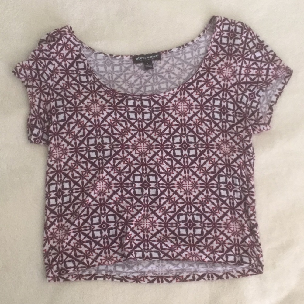 Red, Black and White Tribal Print Crop Top
